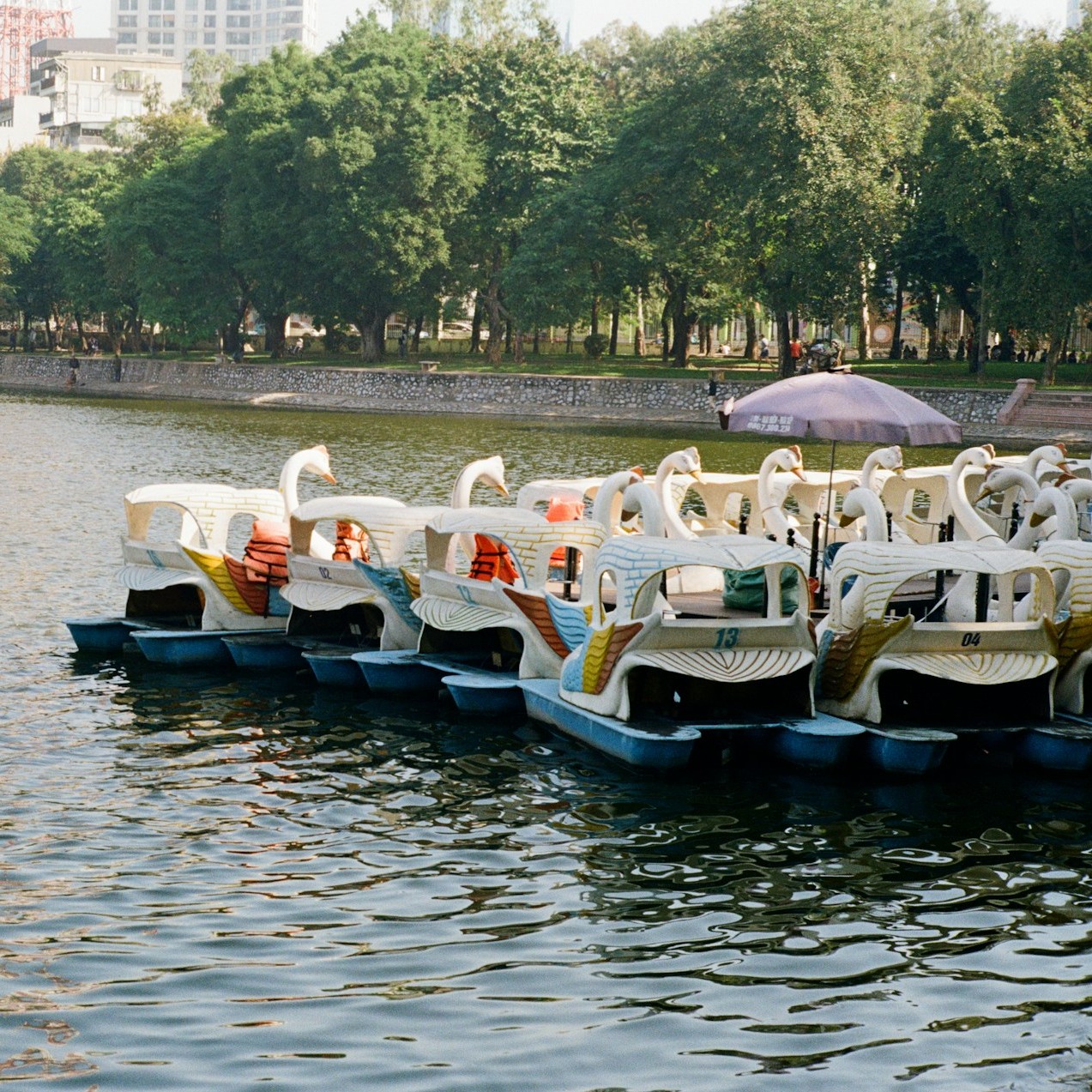 artificial-lake-and-manual-boats